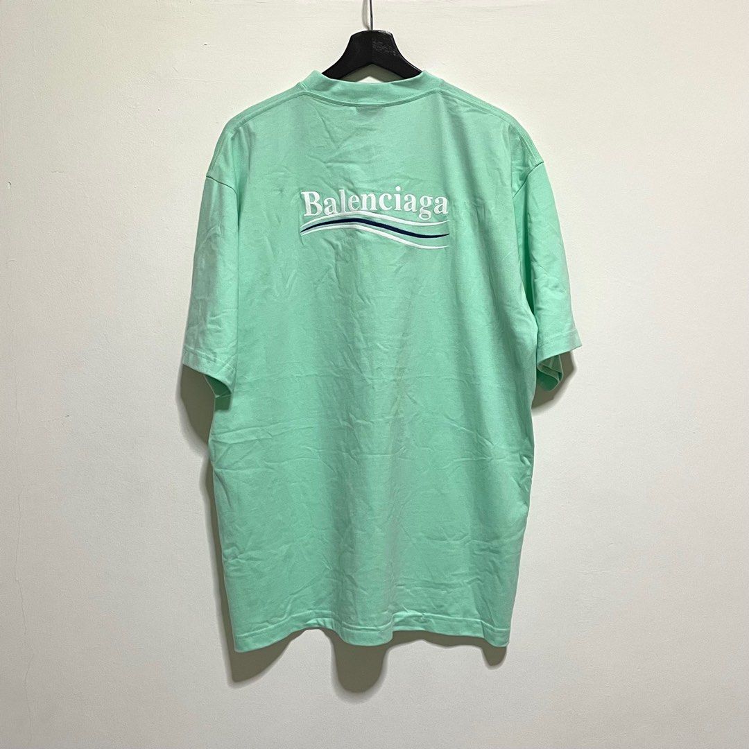 Balenciaga Embroidered Political Campaign Mint Tee