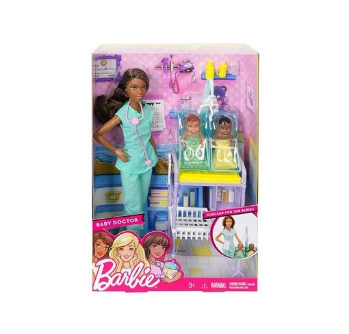 Barbie Careers Doll Playset Baby Doctor Theme with Brunette