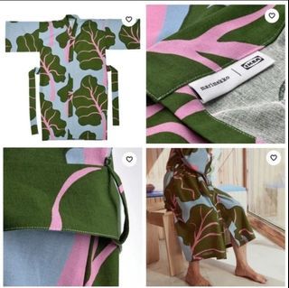 BASTUA Kimono, pola daun biru, S/M/L/XL