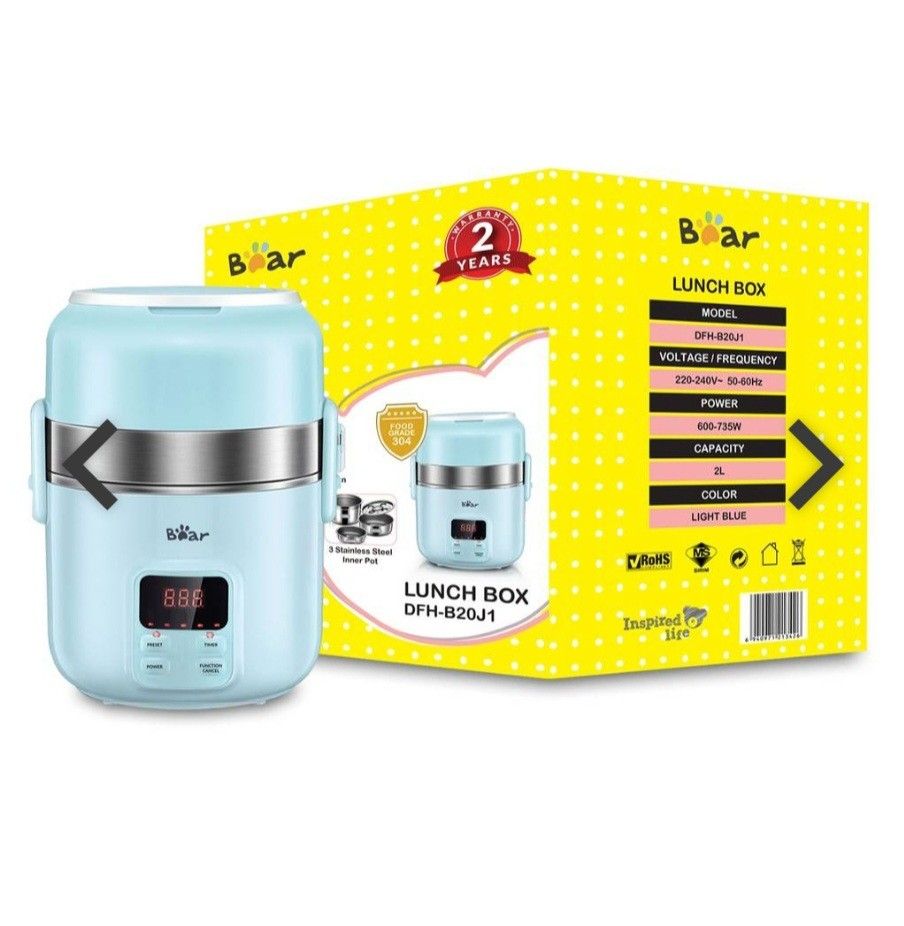 Bear Electric Lunch Box DFHB20J1 (2L)(Light Blue Colour, TV & Home