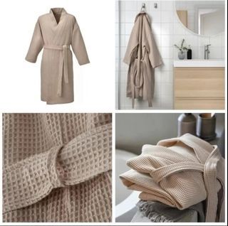 BJÄLVEN jubah mandi, krem, S/M/L/XL