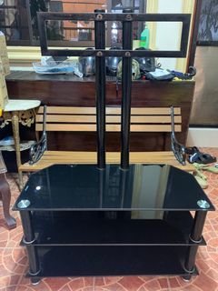 Black Tempered Glass TV Rack/Console 3 Layer/Tier Table