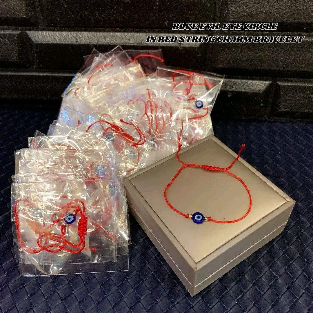 Blue evil eye circle in red string bracelet (Category: Bracelets) located in Manila. Submitted by delynonlineshopping_ (Listing ID 1246664691, Image 2). Description: 💥 RESTOCK BEST SELLER 💞 BLUE EVIL EYE CIRCLE IN RED STRING CHARM BRACELET 💞 🧿 EVIL EYE - The Evil Eye is a very powerful, traditional protective symbol used in Feng Shui against harmful energy. It can be used for personal protection, for babies, animals, outside or inside the hou