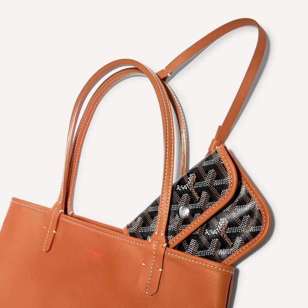 Goyard Mini Anjou Tote Bag In Chevroches Calfskin And Ine Canvas in Black