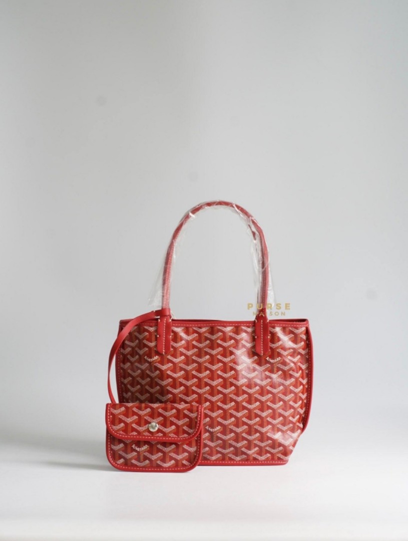 RUSH GOYARD MINI ANJOU REVERSIBLE LEATHER TOTE BAG IN RED FREE SHIPPING,  Luxury, Bags & Wallets on Carousell