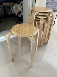 Brown wooden stools x6