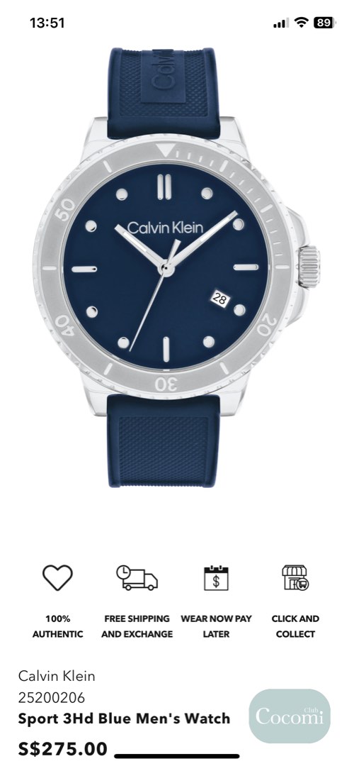 Calvin Klein Sport 3Hd Blue Men s Watch Men s Fashion Watches