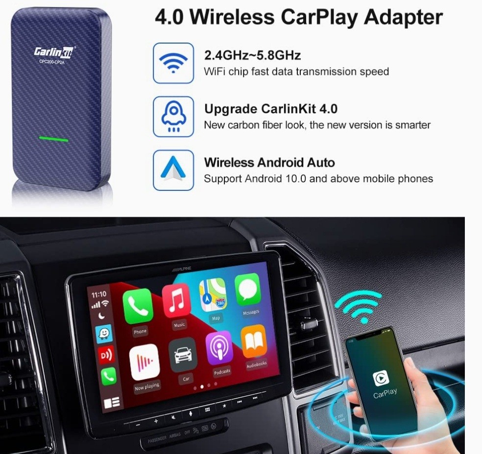 Wireless CarPlay Adapter CarlinKit Apple CarPlay USB Dongle Latest, Fastest  C
