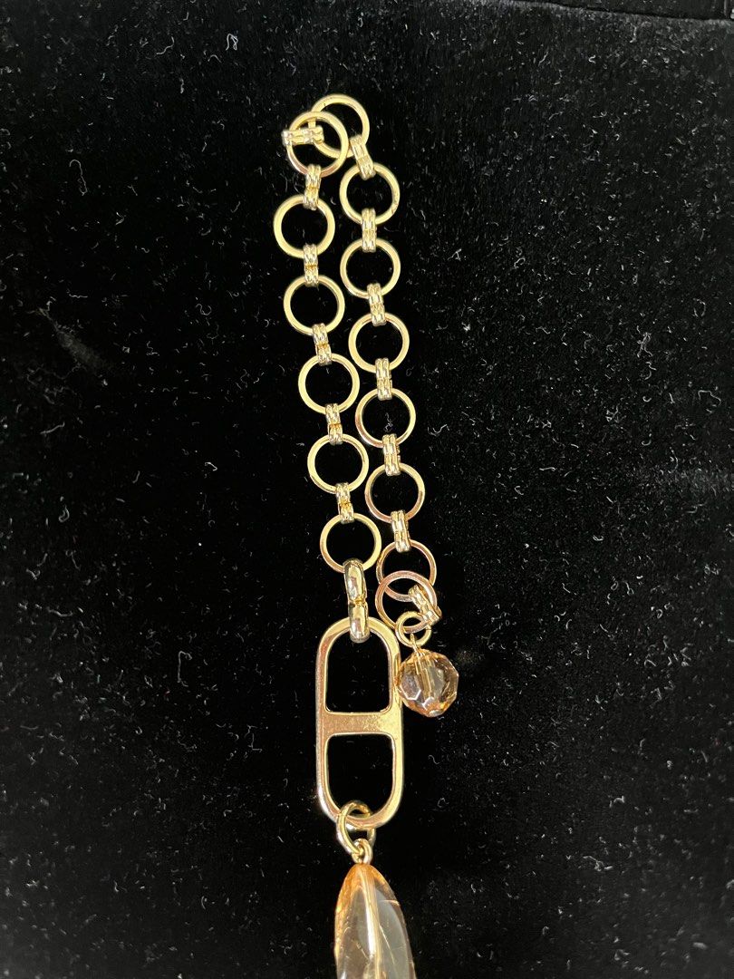 Christian Dior Inspired Gold Colured Crystal Beads Necklace, Women's