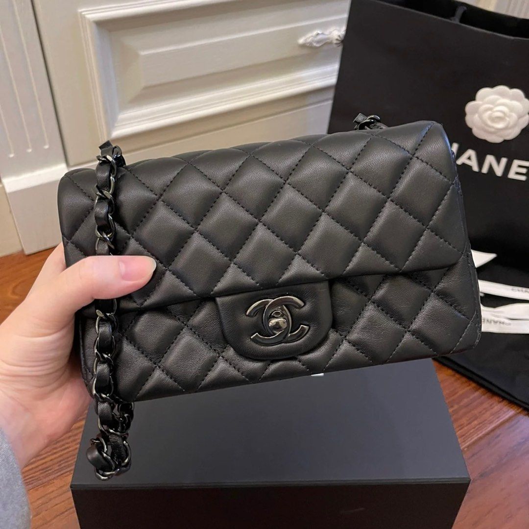 Chanel Cf mini so black, 名牌, 手袋及銀包- Carousell