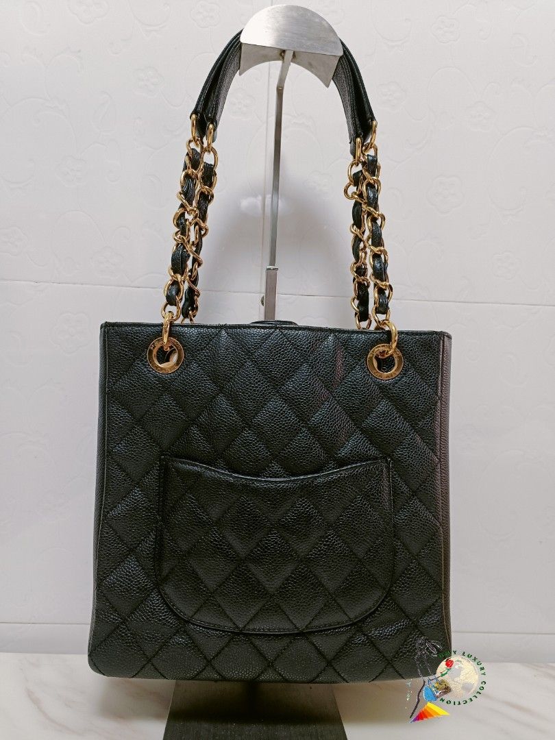 Petite shopping tote leather tote Chanel Black in Leather - 33976499