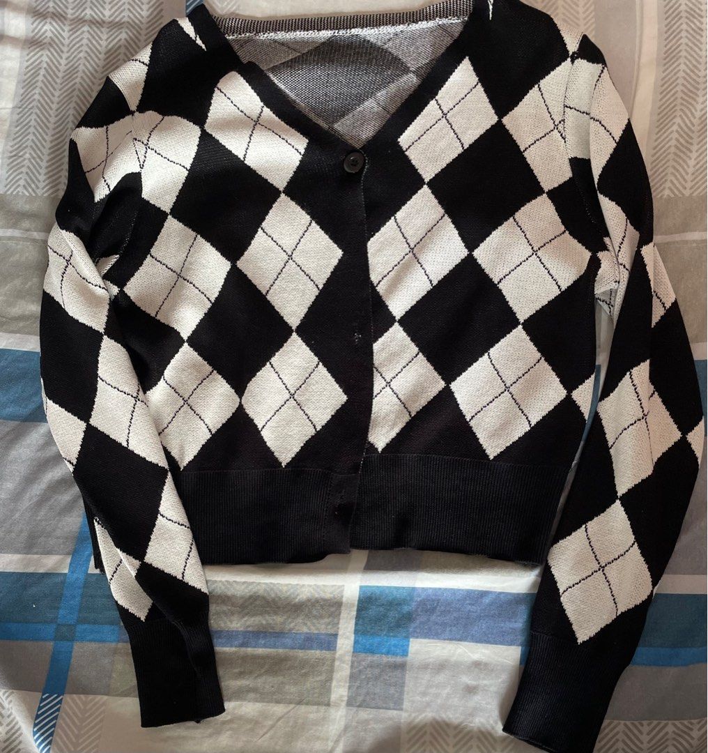 checkered cardigan