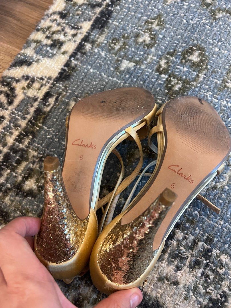 Clarks Gold Heels US8 or UK6