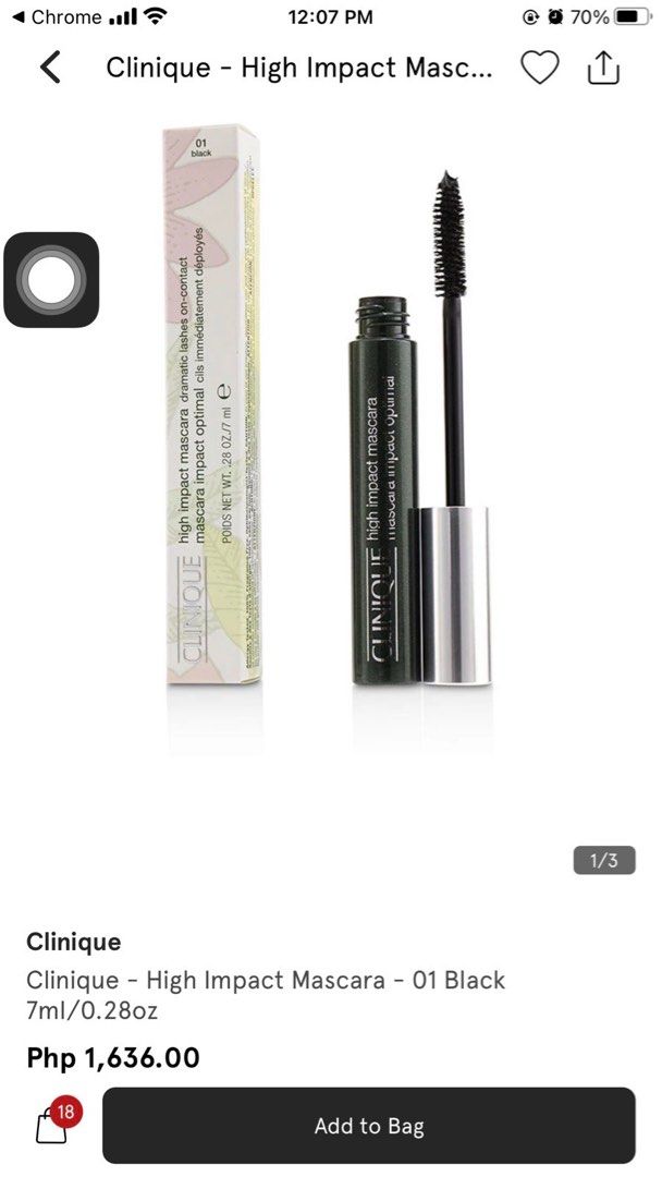 Clinique High Impact Masacar (Category: Makeup) located in Pasay City. Submitted by keepitluxe (Listing ID 1246717809, Image 3). Description: Shade: 01 Black From US ⚠️Strictly NO CANCELLATION of order. ⚠️ No rush orders/ shipping ⚠️ Shipping fee will be shouldered by the buyer. ⚠️ Payment first policy. • Lalamove/Grab/Toktok/Mr.Speedy •Malolos: Toktok • Location: Pasay City & Malolos Color may appear lighter/darker in actual due to lighting. Ple