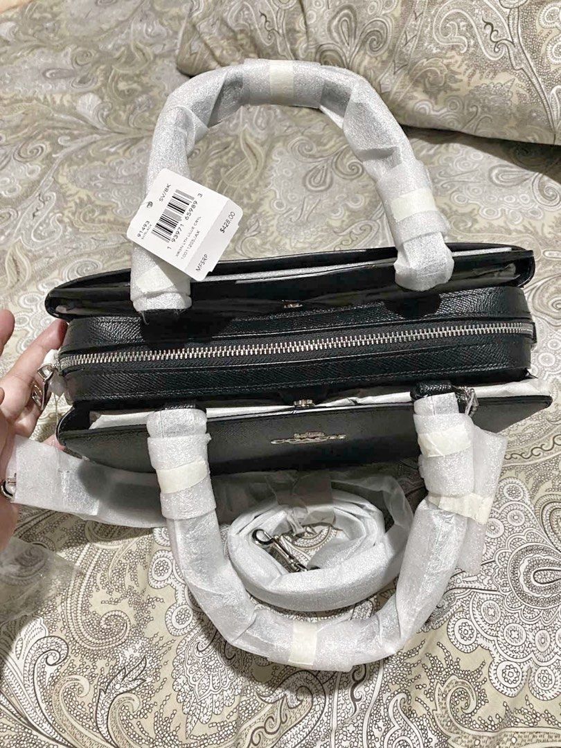 Coach Mini Lillie Carry All (Category: Shoulder Bags) located in Pasay City. Submitted by keepitluxe (Listing ID 1246690424, Image 2). Description: Details: • Crossgrain leather • Center zip compartment • Snap closure, fabric lining • Handles with 4 1/4” drop • Outside open pocket • Detachable strap with 21 1/2” drop for shoulder or crossbody wear • 10 1/4” (L) × 6 3/4” (H) × 4 1/4” (W) Bought in the US with tag $428 No box No paperbag ⚠️Strictly