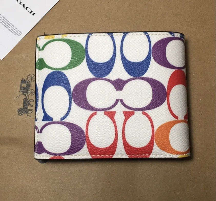 Coach rainbow card holder hot sale