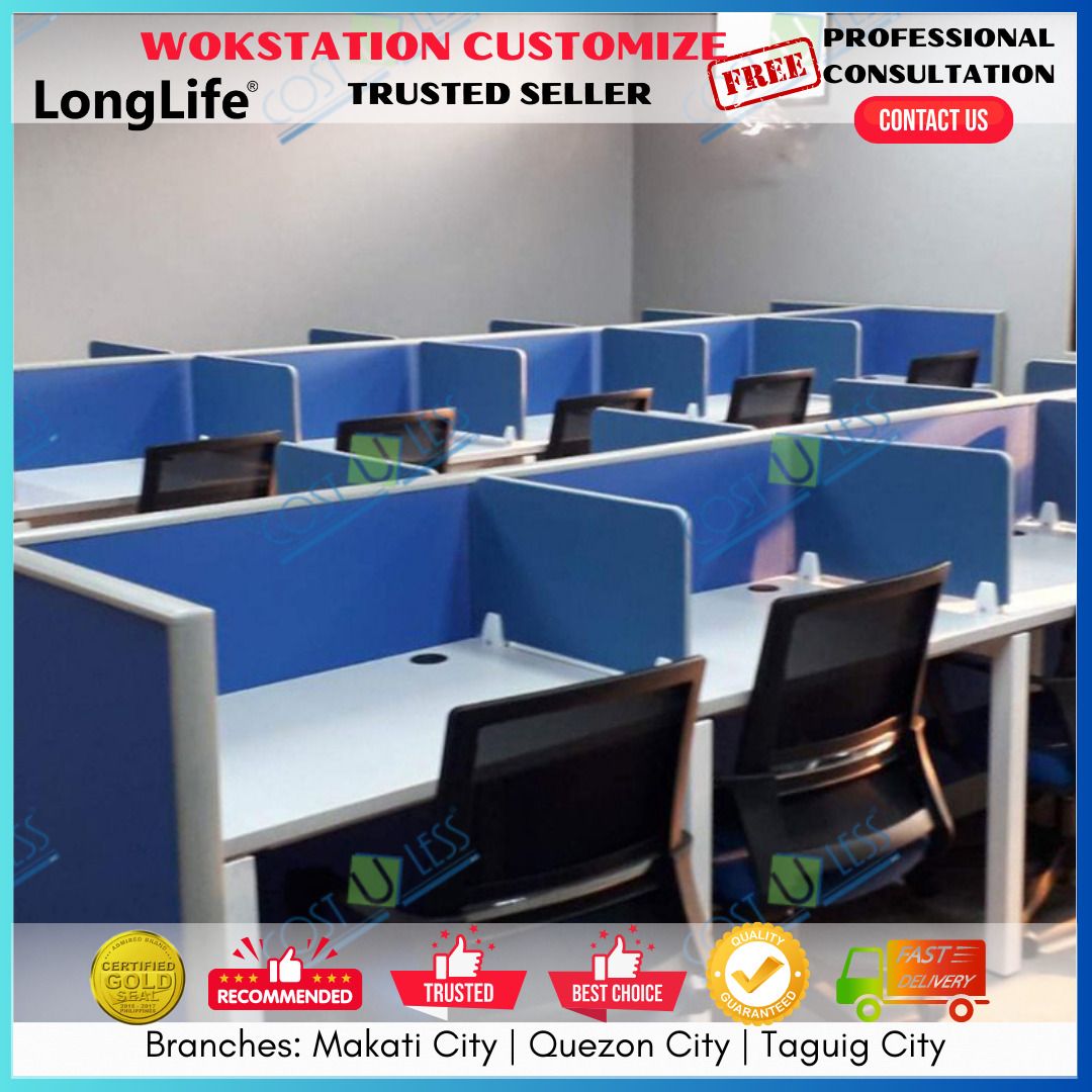 CUSTOMIZED WORKSTATION TABLES OFFICE PARTITION - Workstation, Computer Tables, Cubicles, Modular Partitions, Office Desk, Computer Desk, Customized Table (Category: Office Furniture & Fixtures) located in Taguig. Submitted by costuless.taguig (Listing ID 1233257489, Image 3). Description: Customize Item (Price is for posting only) (OUR SAMPLE FINISHED PRODUCT) 🎉 🎉 🎉 EXCLUSIVE OFFER 🎉 🎉 🎉 Create your dream workspace with our top-of-the-line 