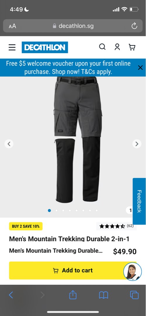 QUECHUA Men's Hiking Trousers NH500 Slim