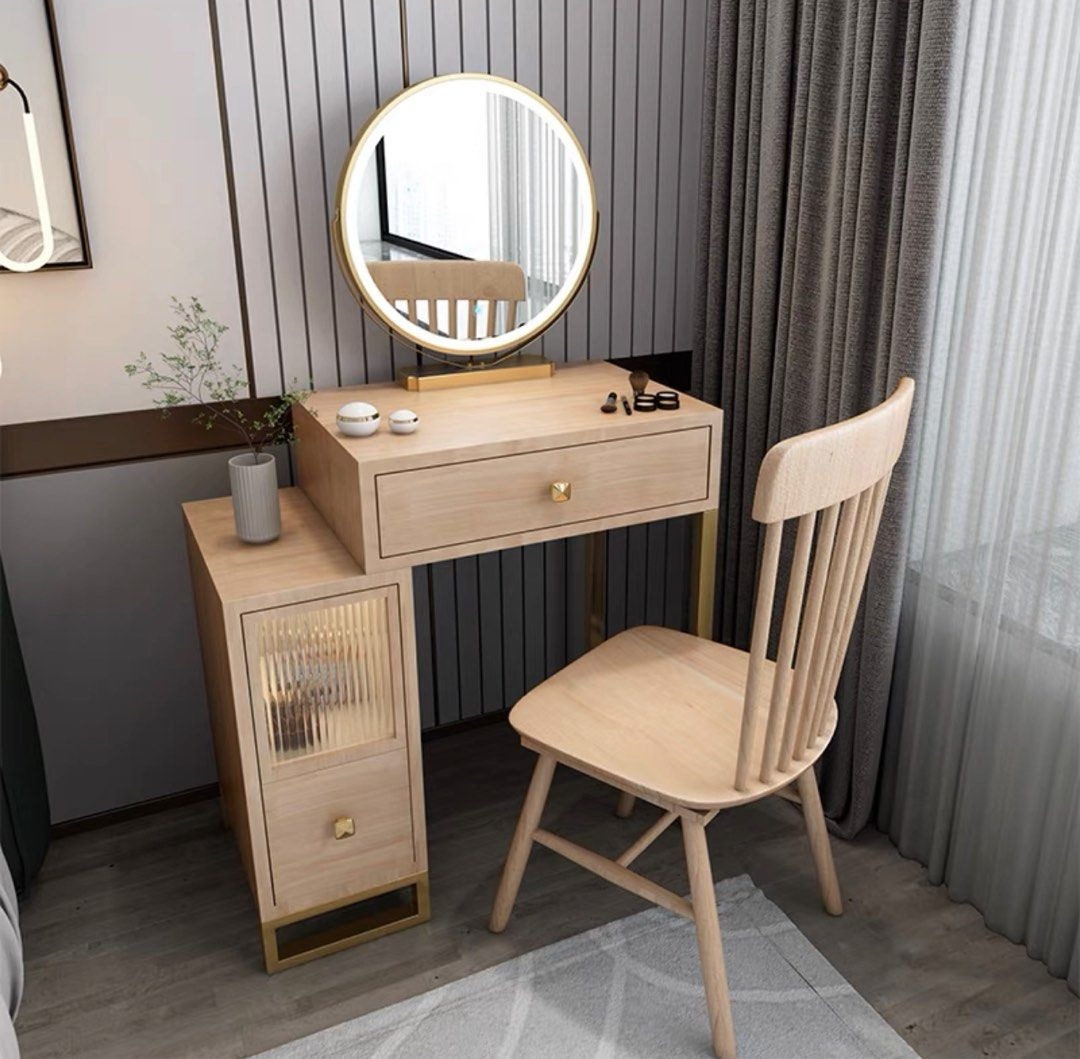 EDRIKAS Scandinavian Vanity Table Set, Furniture & Home Living ...
