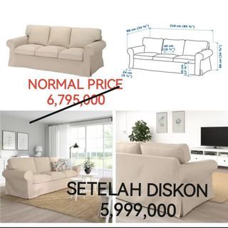 EKTORP 3-seat sofa, hallarp beige