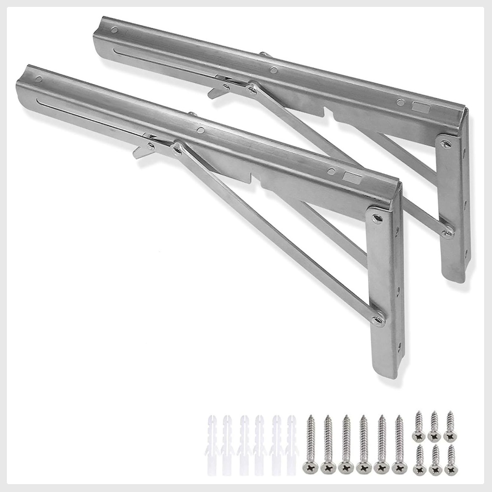 Folding Shelf Brackets - Heavy Duty Stainless Steel Collapsible Shelf ...