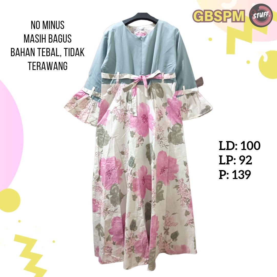 Gamis Model Hanbok Bunga Sakura Tebal Fesyen Wanita Muslim