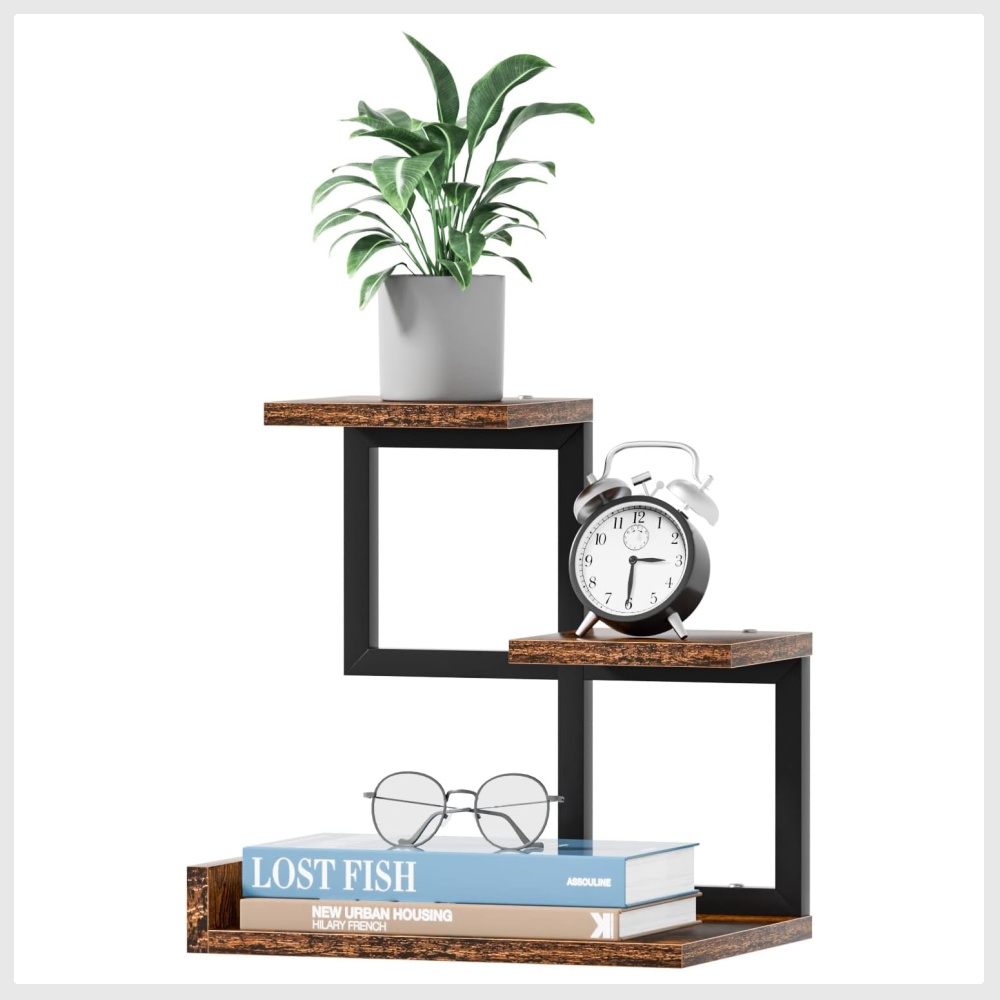 Gannyfer Wood Desktop Shelf Freestanding Small Bookshelf Desk