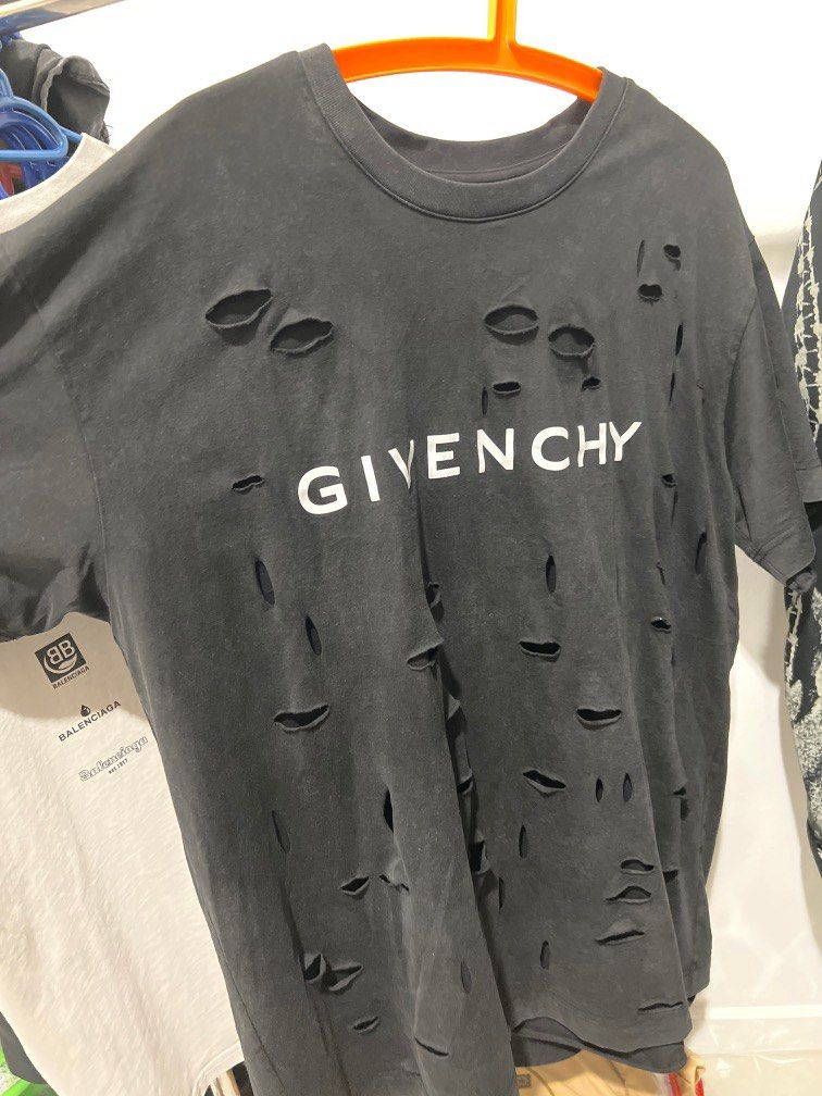 Givenchy destroyed design shirt Men s Fashion Activewear on