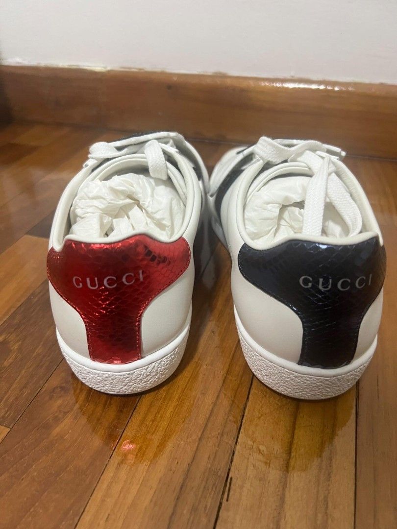 GUCCI Ace Pineapple Ladybug Leather Sneakers Sz 38.5 G