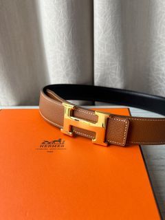 Hermes Black/Etoupe Swift and Epsom Leather Reversible Constance Belt 90 CM  Hermes