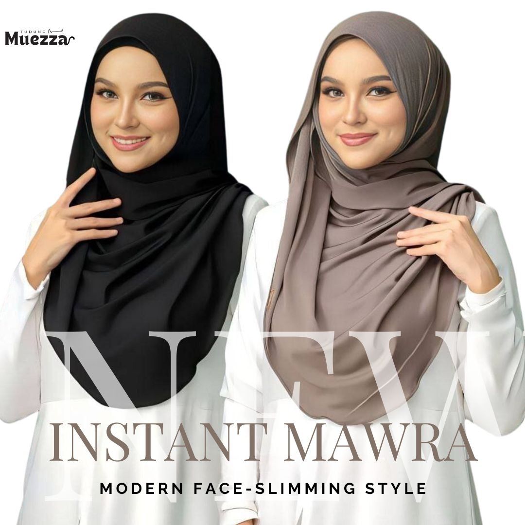 HIJAB SHAWL INSTANT MAWRA NEW SLIM FACE TUDUNG STYLE PREMIUM MOSSCREPE MODERN