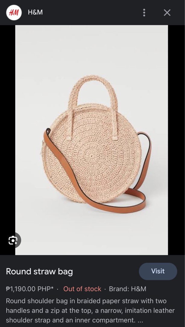 H and m outlet round straw bag