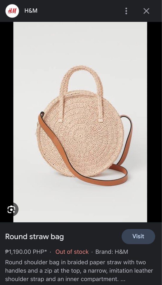 H M Straw Native Round Beach bag Crossbody bag Sling Bag Handbag