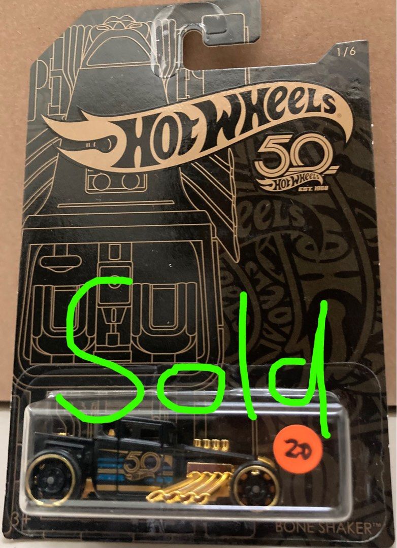Hot wheels 50th anniversary black and gold bone shaker store