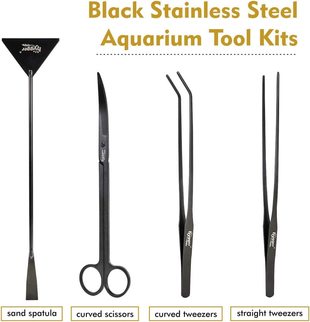 hygger Long Stainless Steel Premium Aquarium Tools, 4 PCS Aquatic