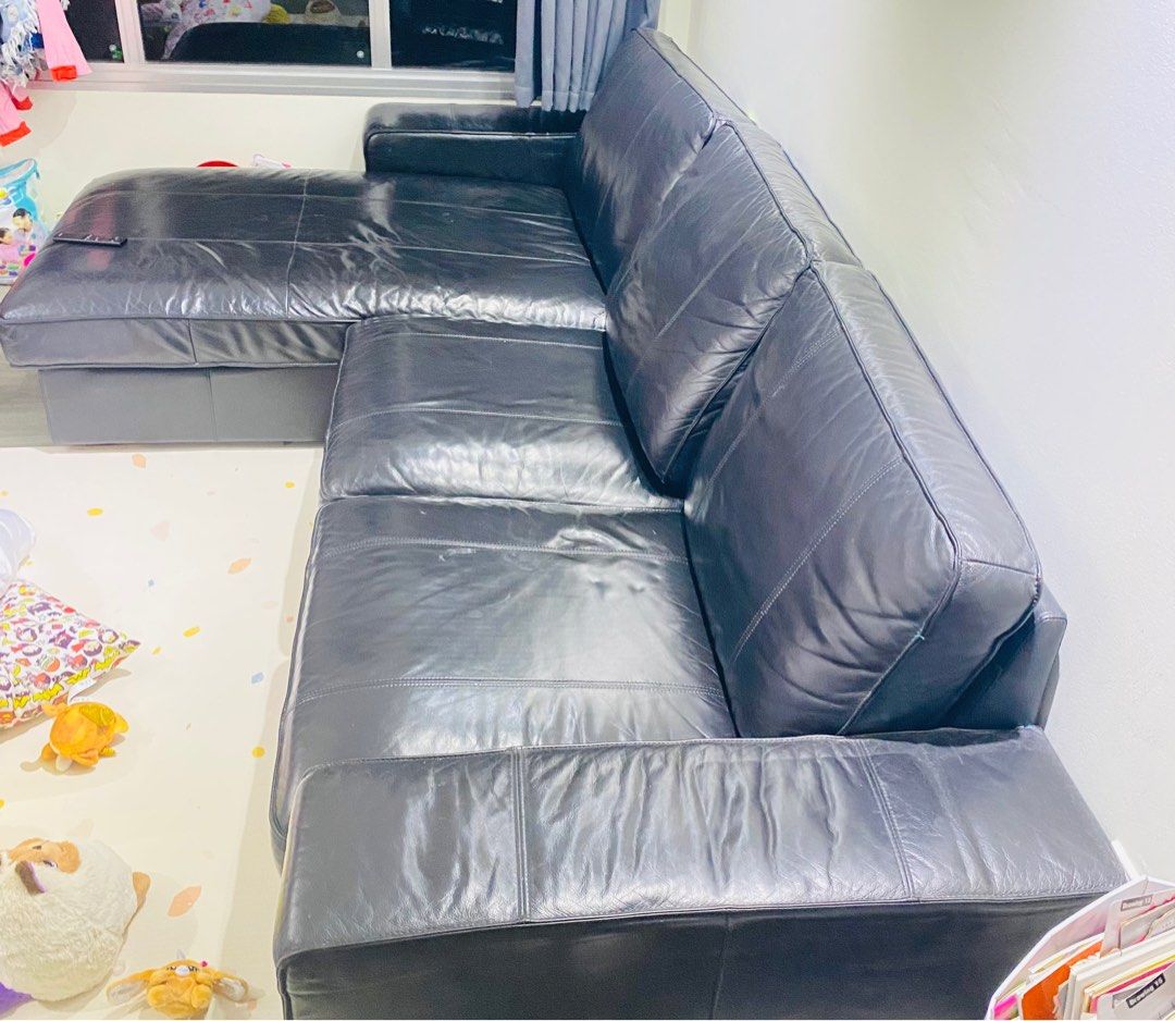 IKEA L Shape Sofa, coated fabric leather sofa, Furniture & Home Living, Furniture, Sofas on