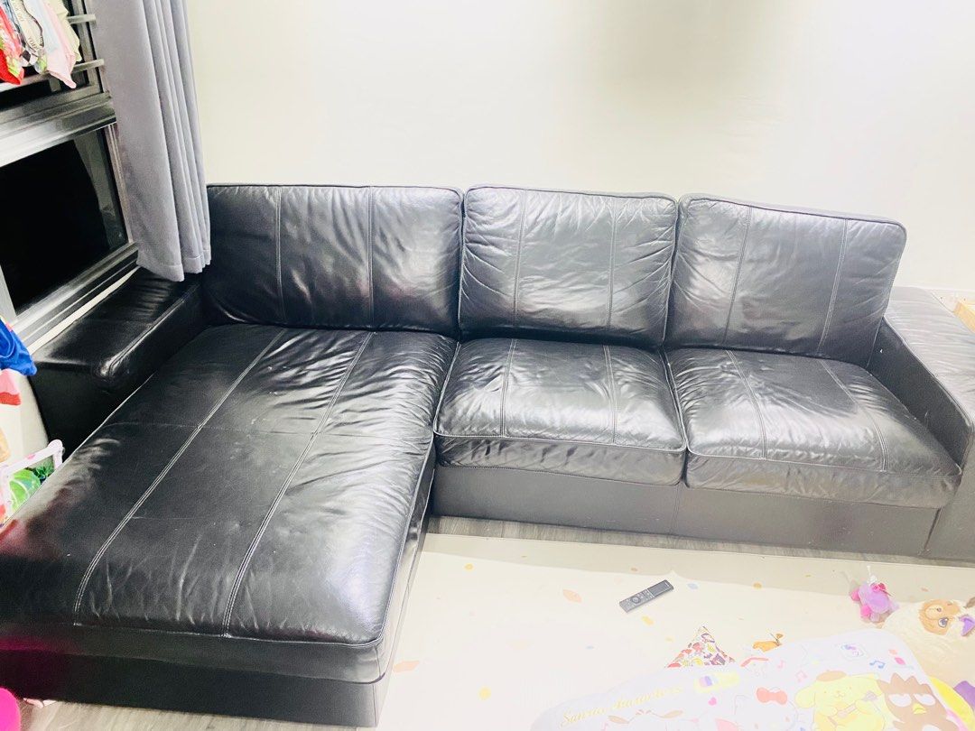 IKEA L Shape Sofa, coated fabric leather sofa, Furniture & Home Living, Furniture, Sofas on