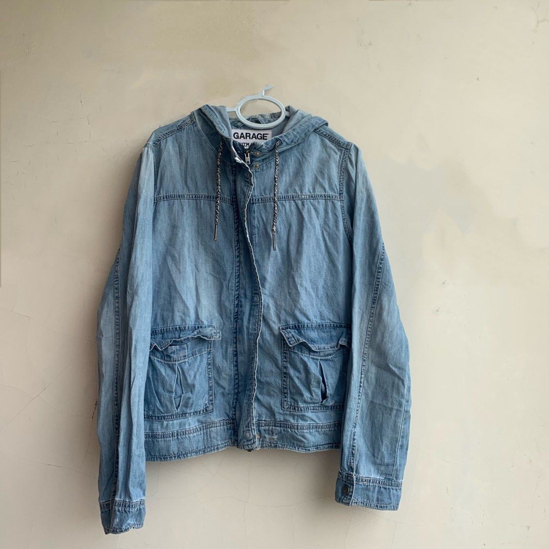 Jacket Jeans Hoodie Wanita Jaket Jeans Semi Crop Hoodie Fesyen