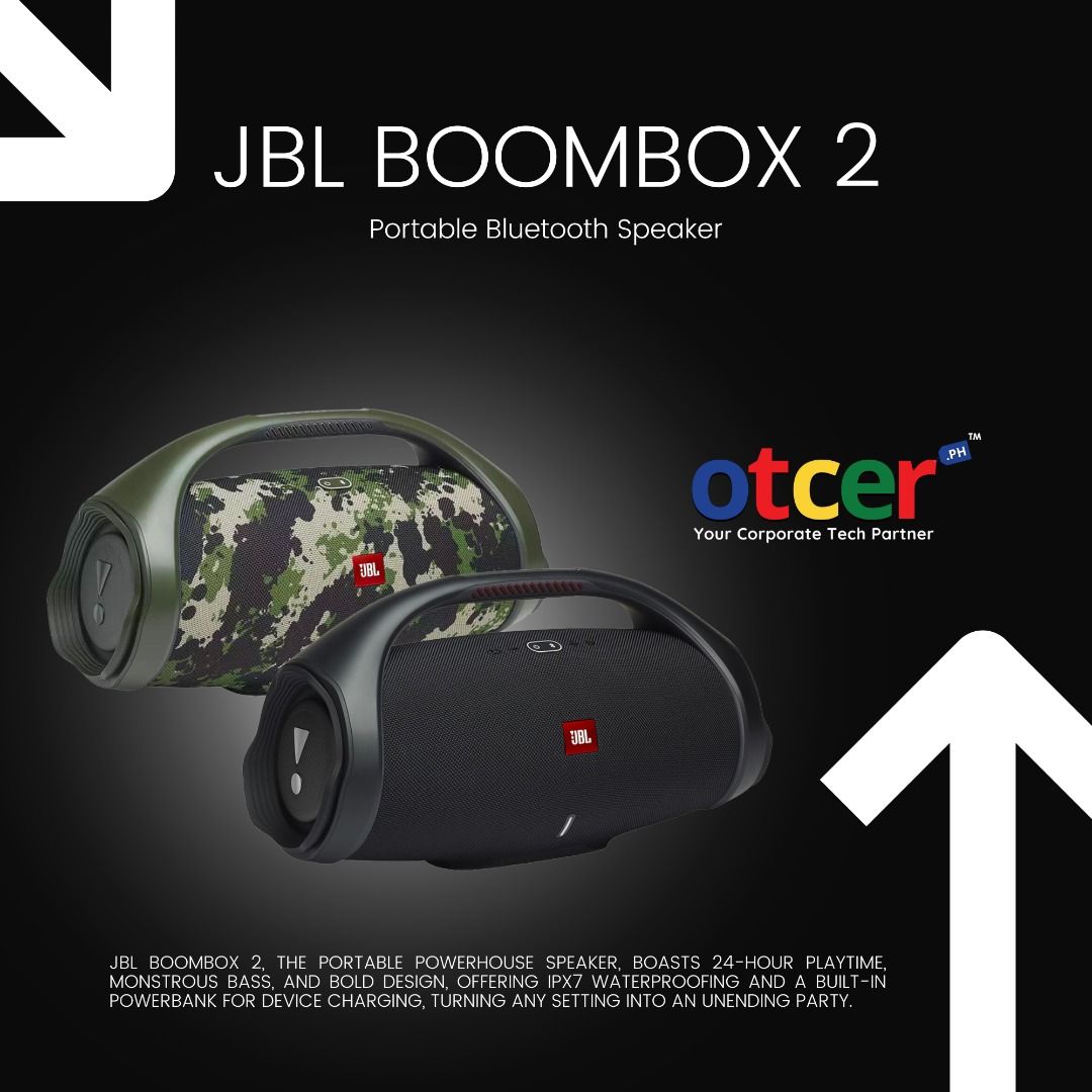 JBL Boombox 2 (Category: Soundbars, Speakers & Amplifiers) located in Pasig City. Submitted by otcer.philippines (Listing ID 1246665572, Image 1). Description: Let your music leave a mark with JBL Boombox 2. Yours to own for Php 23,999.00. Head over to www.otcer.ph or ring us at +63 919 839 9123. #LeaveAMark #JBLBoombox2 #OtcerPH.