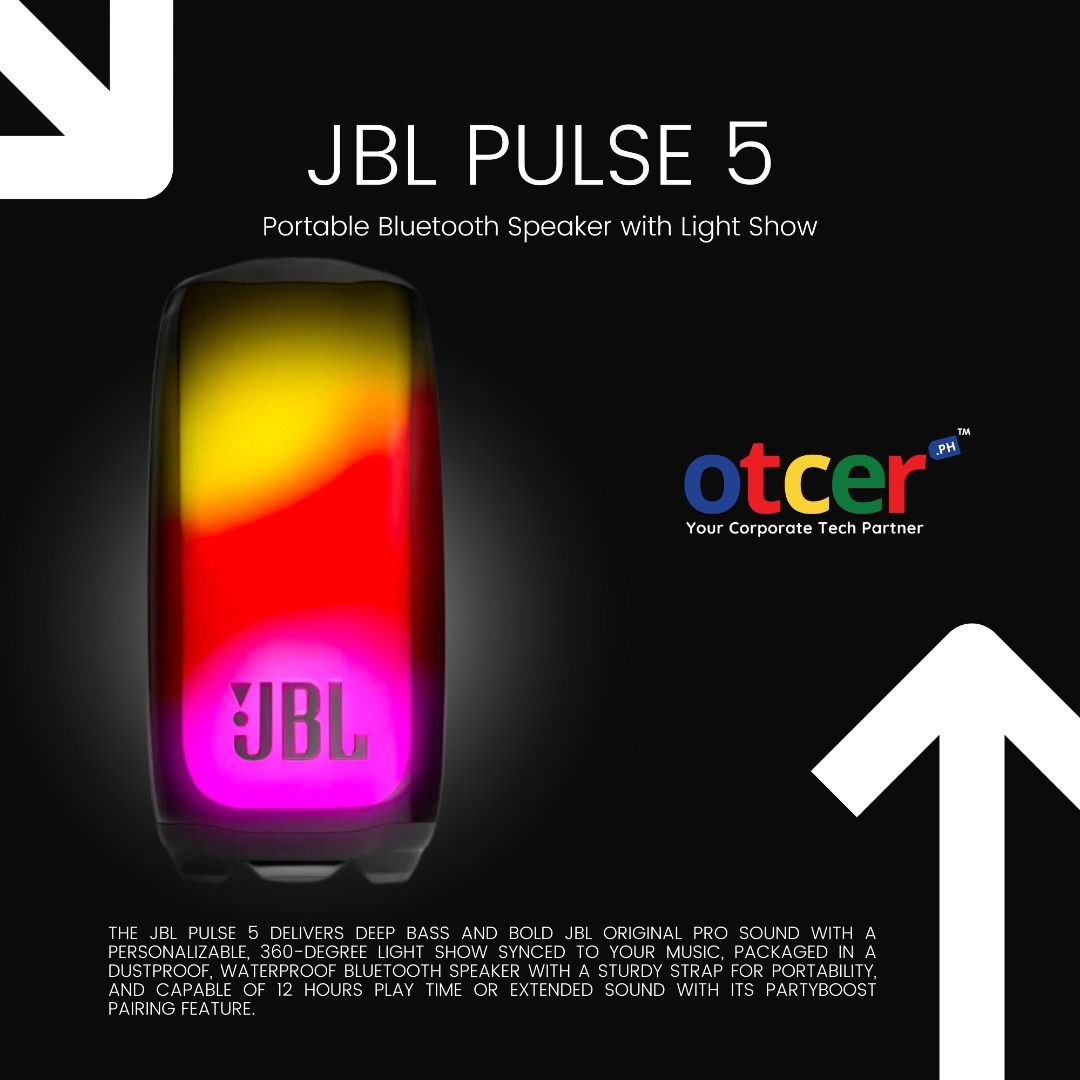 JBL Pulse 5 (Category: Soundbars, Speakers & Amplifiers) located in Pasig City. Submitted by otcer.philippines (Listing ID 1246704914, Image 1). Description: Experience the melody in a spectrum of colors with JBL Pulse 5. Available at PHP 15,599.00 on www.otcer.ph or contact us at +63 919 839 9123. #JBLPulse5 #OtcerPH.