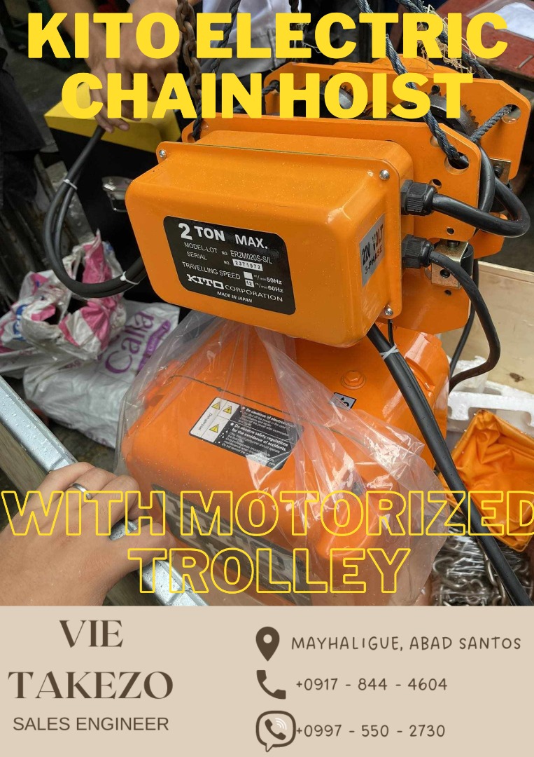KITO ELECTRIC CHAIN HOIST WITH MOTORIZED TROLLEY, Commercial