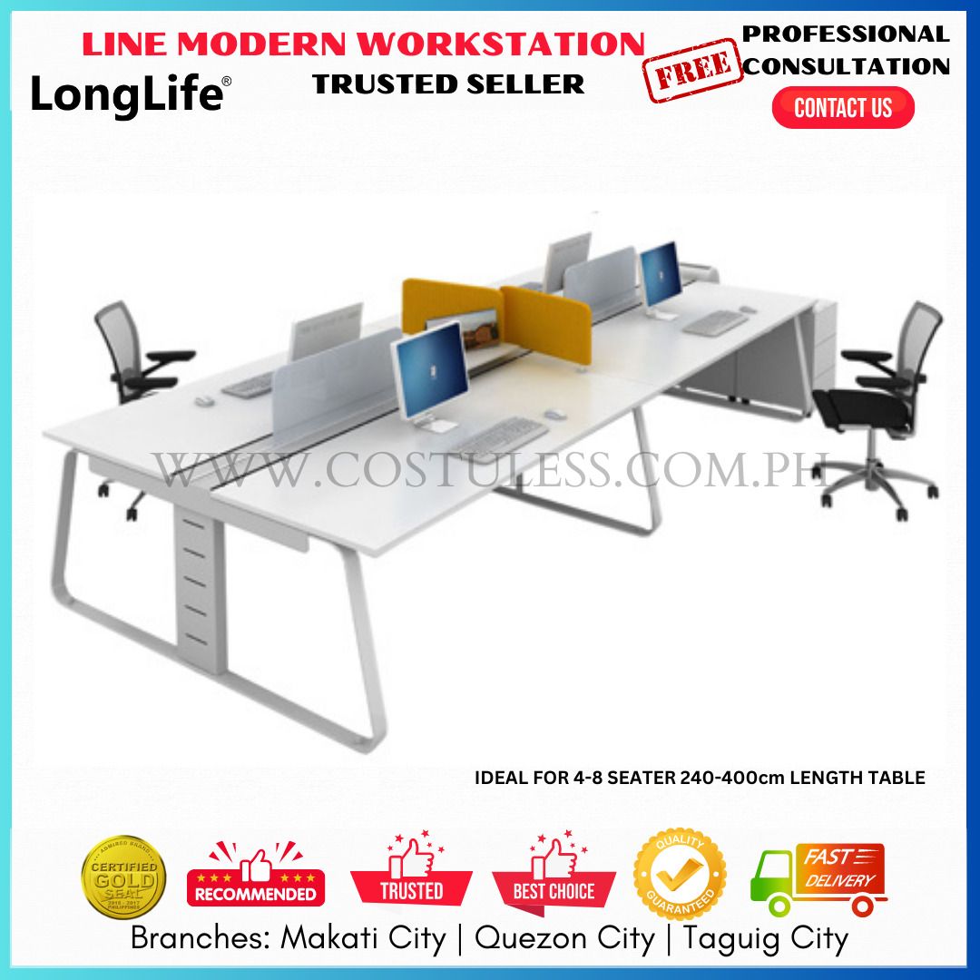 LINE MODERN WORKSTATION - Customize Office Partition, Customized Working Table, Status Modern Desk, Cubicles, Modular Partitions, Office Desk, Computer Desk, Customized Table, Computer Table (Category: Office Furniture & Fixtures) located in Taguig. Submitted by costuless.taguig (Listing ID 1233253839, Image 3). Description: Customize Item (Price is for posting only) (OUR SAMPLE FINISHED PRODUCT) 🖥️✨ Discover the Sleek and Functional Line Modern