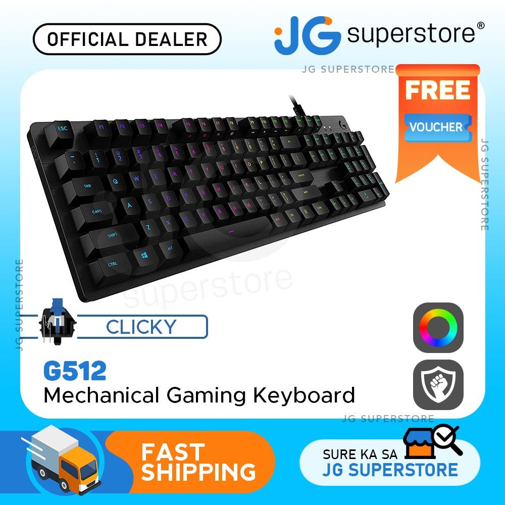 Logitech G512 Carbon LIGHTSYNC RGB Mechanical Gaming Keyboard (GX Blue ...