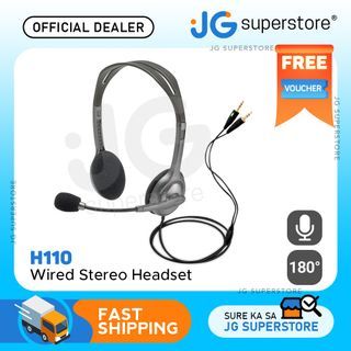 Logitech H110 Wired Stereo Headset with Microphone and Dual 3.5mm Plug for Computer PC | JG Superstore