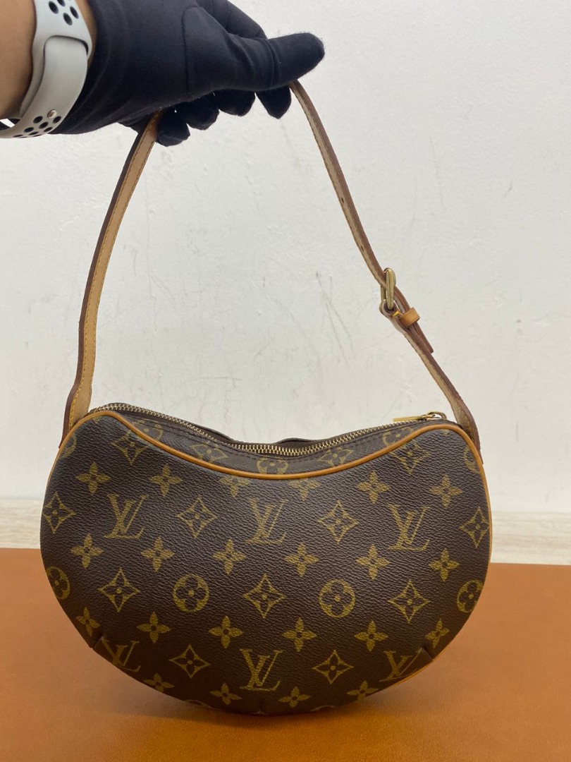 LOUIS VUITTON Croissant PM Monogram Canvas Shoulder Bag Brown