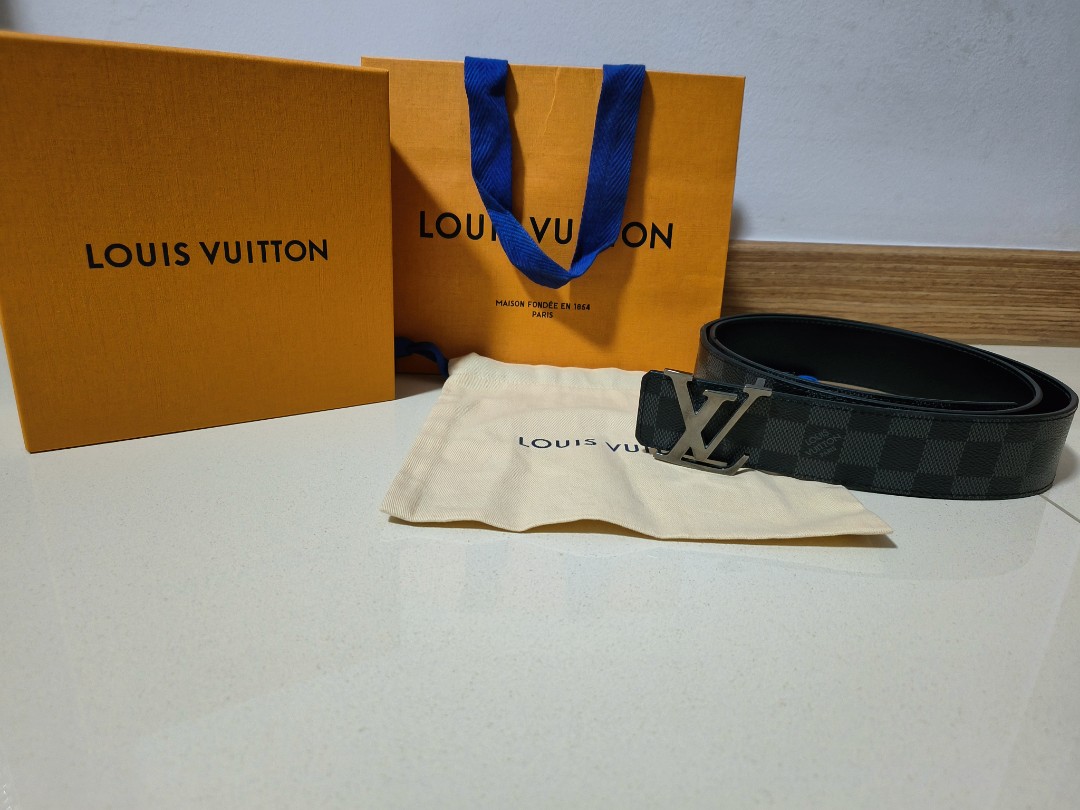 Louis Vuitton Pale Green Damier Embossed Suede LV Initiales Belt