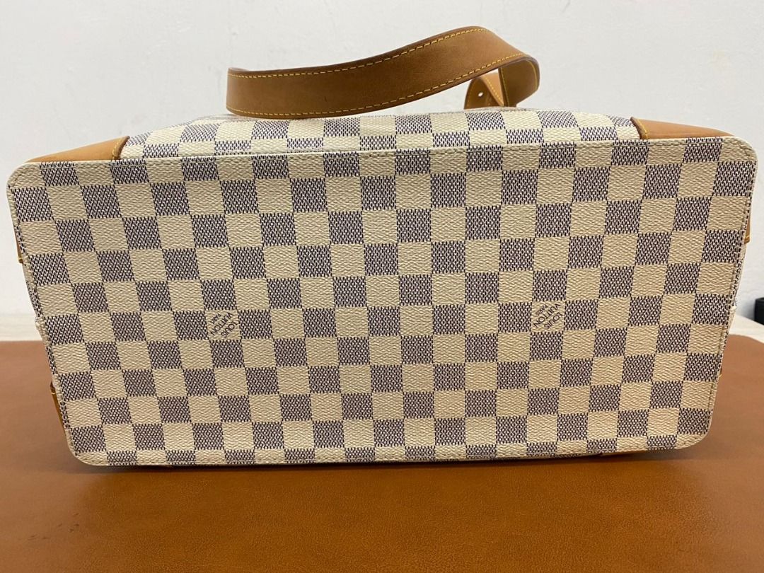 Authentic Louis Vuitton Damier Azur Hampstead MM Tote Bag N51206 