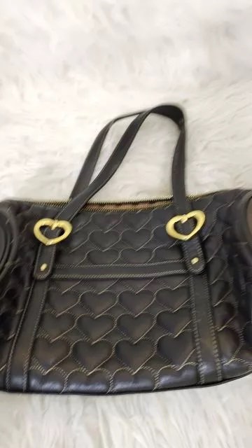 Rare Lovcat Paris Black Quilted Heart Leather Barrel Duffle Bag on ...