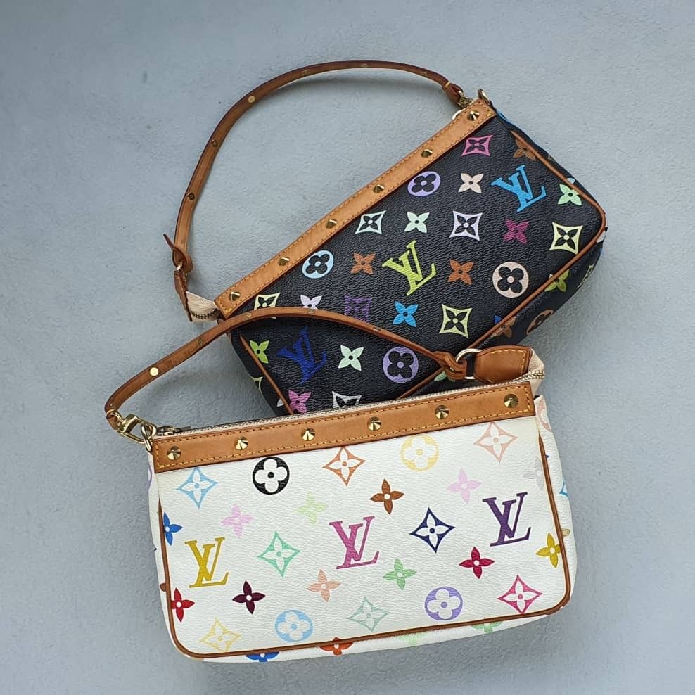 Pre-loved Louis Vuitton multicolor black canvas pochette, Luxury, Bags &  Wallets on Carousell