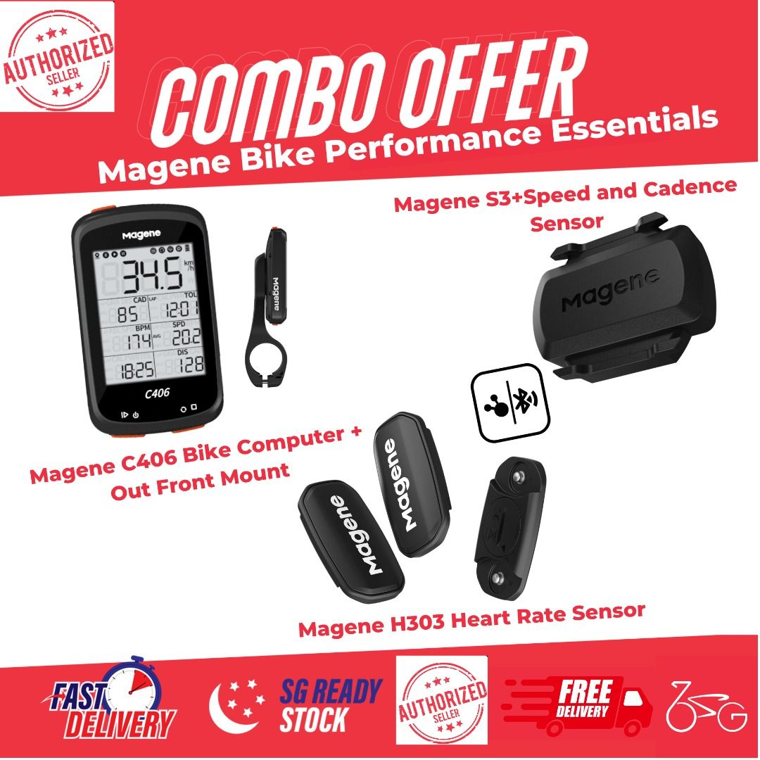 Magene C406 Bike Computer sensor bundle with S3+ Speed Cadence Sensor